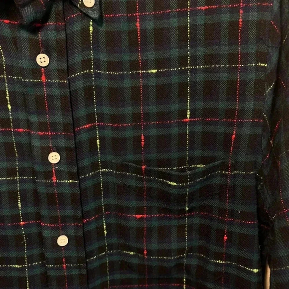 Gitman Bros Vintage | Archive Fluro Slub Flannel - Green & Black / Sz S - Picture 6 of 9